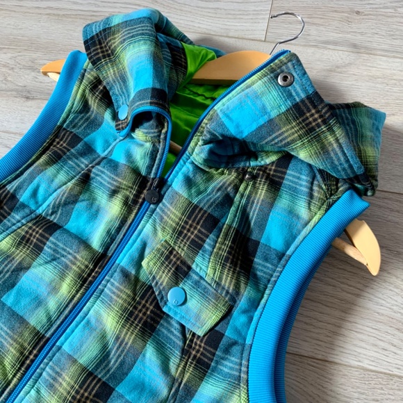 BURTON Starr Plaid Hooded Vest, Women's XL DryRide Aqua Lime  Zip Hoodie - Picture 16 of 16